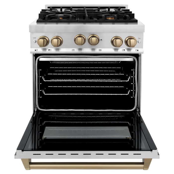 ZLINE 30" Autograph Edition, Gas Range, Gas Oven White Door, RGZ-30-CB - Farmhouse Kitchen and Bath