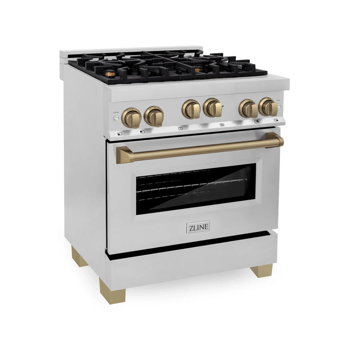 ZLINE 30" Autograph Edition, Gas Range, Gas Oven White Door, RGZ-30-CB - Farmhouse Kitchen and Bath