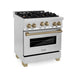 ZLINE 30" Autograph Edition, Gas Range, Gas Oven White Door, RGZ-30-CB - Farmhouse Kitchen and Bath