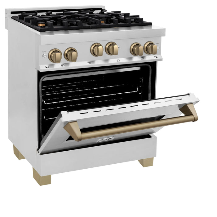 ZLINE 30" Autograph Edition, Gas Range, Gas Oven White Door, RGZ-30-CB - Farmhouse Kitchen and Bath