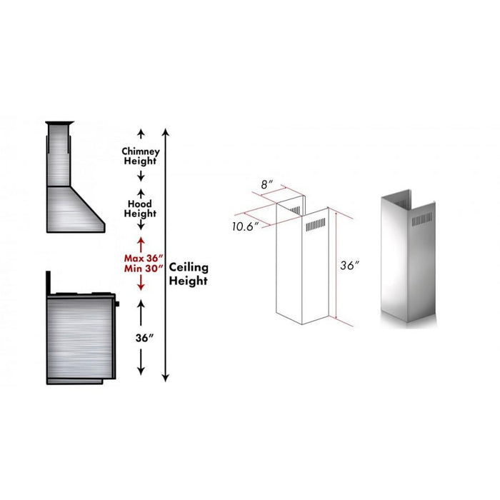 ZLINE 1 Piece Chimney Extension for 10' Ceiling,1PCEXT - KF1 - Farmhouse Kitchen and Bath