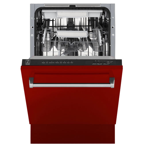 ZLINE 18" Dishwasher, Red Gloss panel, Stainless Tub, DWV - RG - 18 - Farmhouse Kitchen and Bath