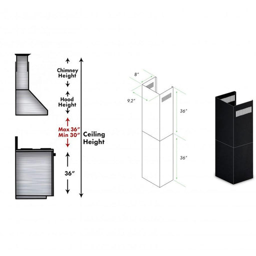ZLINE 2 - 36" Chimney Extensions, 10' - 12' Ceilings, 2PCEXT - BSKBN - Farmhouse Kitchen and Bath