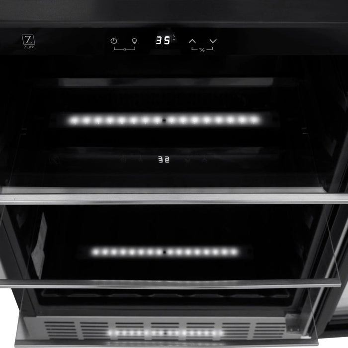 ZLINE 24" Autograph 154 Can Beverage Cooler Fridge with Adjustable Shelves in Stainless Steel with Champagne Bronze Accents RBVZ - US - 24 - CB - Farmhouse Kitchen and Bath