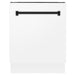 ZLINE 24" Autograph Dishwasher, White Door, Black Handle, DWVZ - WM - 24 - MB - Farmhouse Kitchen and Bath