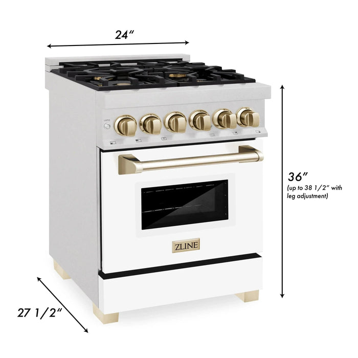 ZLINE 24" Autograph Edition, Dual Fuel Range, White door RASZ - WM - 24 - G - Farmhouse Kitchen and Bath