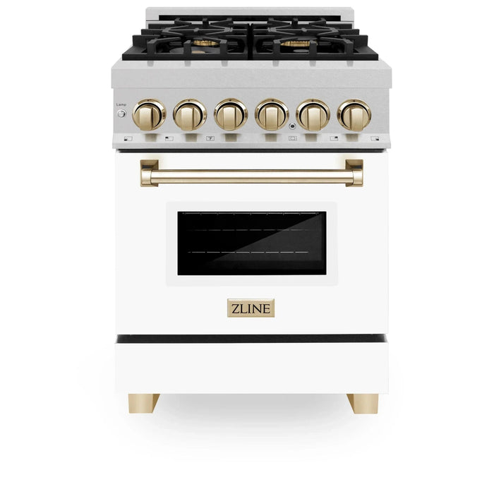 ZLINE 24" Autograph Edition, Dual Fuel Range, White door RASZ - WM - 24 - G - Farmhouse Kitchen and Bath