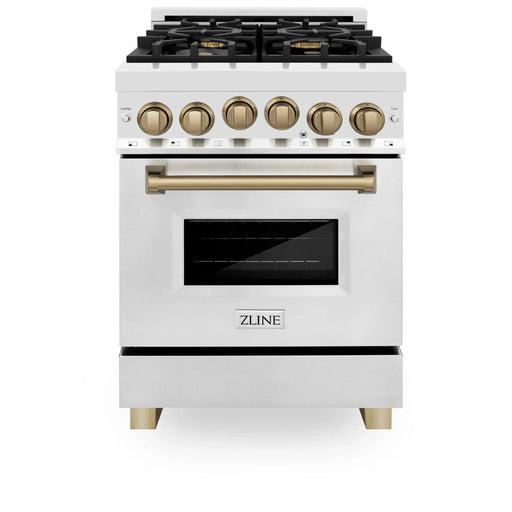 ZLINE 24" Autograph Edition, Gas Range, White Door, RGZ - 24 - CB - Farmhouse Kitchen and Bath