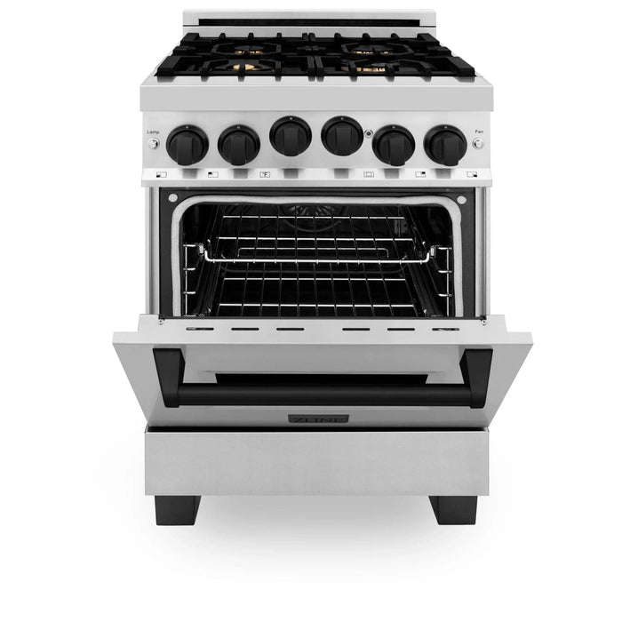 ZLINE 24" Autograph Edition, Gas Range, White Door, RGZ - 24 - MB - Farmhouse Kitchen and Bath