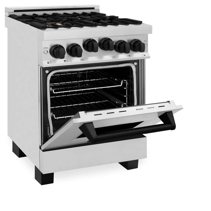 ZLINE 24" Autograph Edition, Gas Range, White Door, RGZ - 24 - MB - Farmhouse Kitchen and Bath