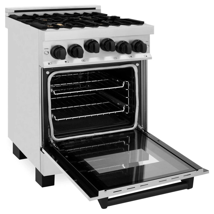 ZLINE 24" Autograph Edition, Gas Range, White Door, RGZ - 24 - MB - Farmhouse Kitchen and Bath