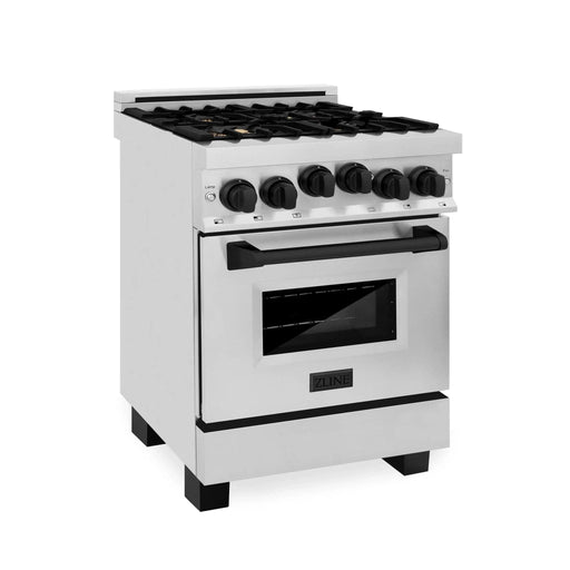 ZLINE 24" Autograph Edition, Gas Range, White Door, RGZ - 24 - MB - Farmhouse Kitchen and Bath