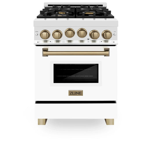 ZLINE 24" Autograph Edition, Gas Range, White Door, RGZ - WM - 24 - CB - Farmhouse Kitchen and Bath