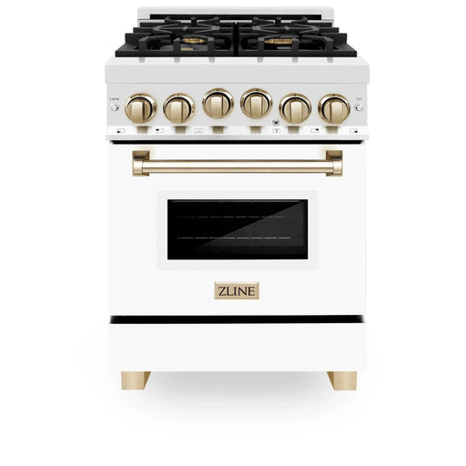 ZLINE 24" Autograph Edition, Gas Range, White Door, RGZ - WM - 24 - G - Farmhouse Kitchen and Bath