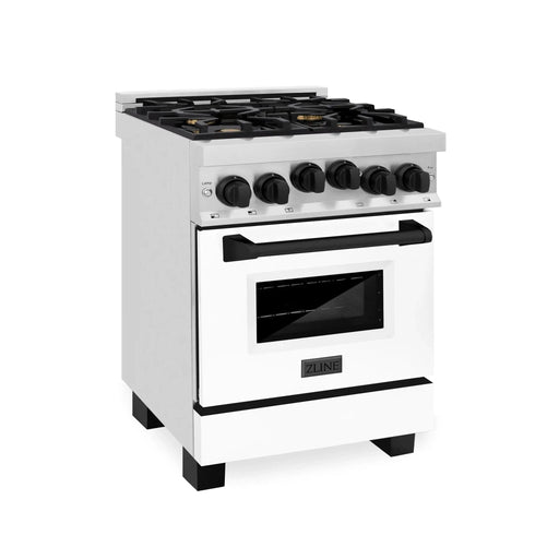 ZLINE 24" Autograph Edition, Gas Range, White Door, RGZ - WM - 24 - MB - Farmhouse Kitchen and Bath