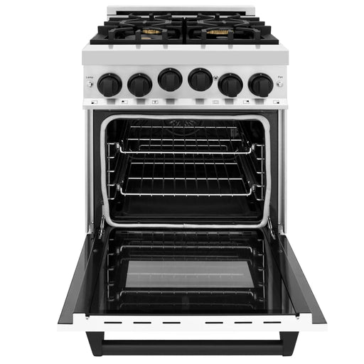ZLINE 24" Autograph Edition, Gas Range, White Door, RGZ - WM - 24 - MB - Farmhouse Kitchen and Bath