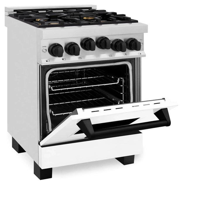 ZLINE 24" Autograph Edition, Gas Range, White Door, RGZ - WM - 24 - MB - Farmhouse Kitchen and Bath