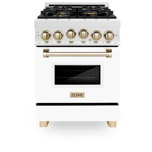 ZLINE 24" Autograph Gas Range, DuraSnow, White Door, RGSZ - WM - 24 - G - Farmhouse Kitchen and Bath