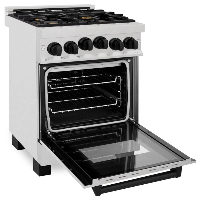 ZLINE 24" Autograph Gas Range Gas, DuraSnow, RGSZ - SN - 24 - MB - Farmhouse Kitchen and Bath