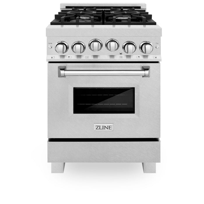ZLINE 24" Gas On Gas Range, DuraSnow, Stainless Steel, RGS - SN - BR - 24 - Farmhouse Kitchen and Bath