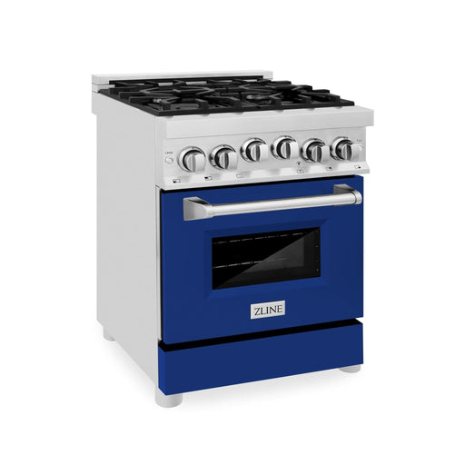 ZLINE 24" Gas on Gas Range, Stainless Steel, Blue Gloss Door, RG - BG - 24 - Farmhouse Kitchen and Bath