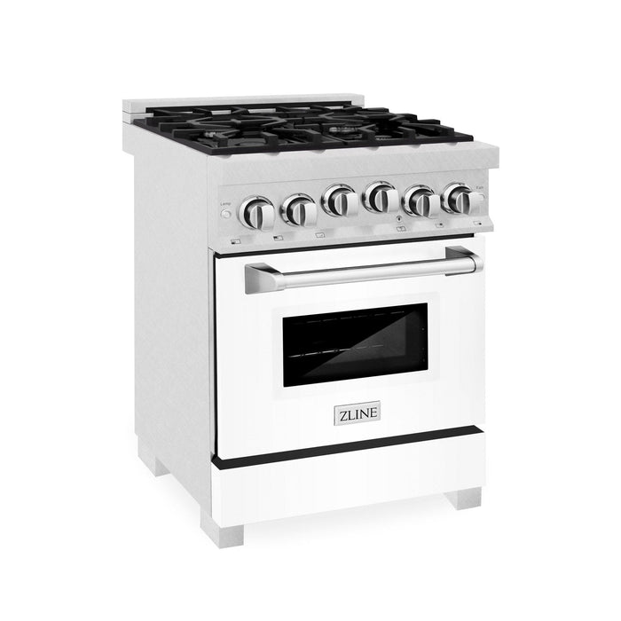 ZLINE 24" Gas Range, DuraSnow Stainless, White Matt Door, RGS - WM - 24 - Farmhouse Kitchen and Bath