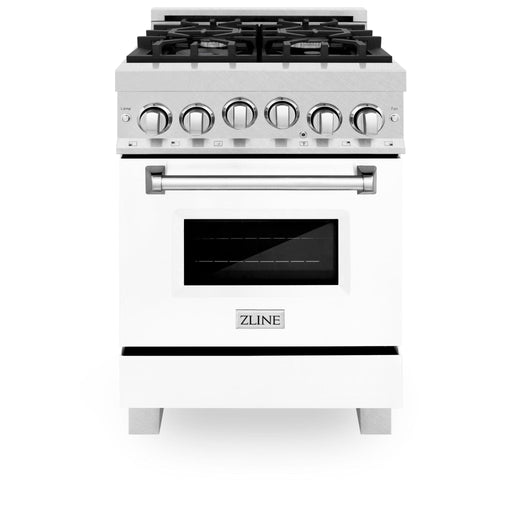 ZLINE 24" Gas Range, DuraSnow Stainless, White Matt Door, RGS - WM - 24 - Farmhouse Kitchen and Bath