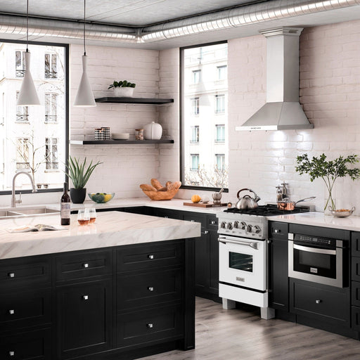 ZLINE 24" Gas Range, DuraSnow Stainless, White Matt Door, RGS - WM - 24 - Farmhouse Kitchen and Bath