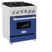 ZLINE 24" Gas Range In DuraSnow, Stainless, Blue Gloss Door, RGS - BM - 24 - Farmhouse Kitchen and Bath