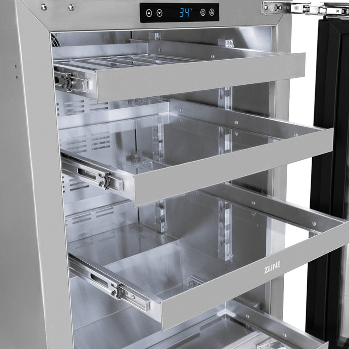 ZLINE 24 in. Touchstone 151 Can Beverage Fridge With Panel Ready Glass Door RBSPO - 24 - Farmhouse Kitchen and Bath