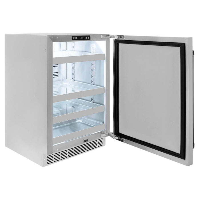 ZLINE 24 in. Touchstone Beverage Fridge, Solid Stainless Door, Matte Black Handle RBSOZ - ST - 24 - MB - Farmhouse Kitchen and Bath