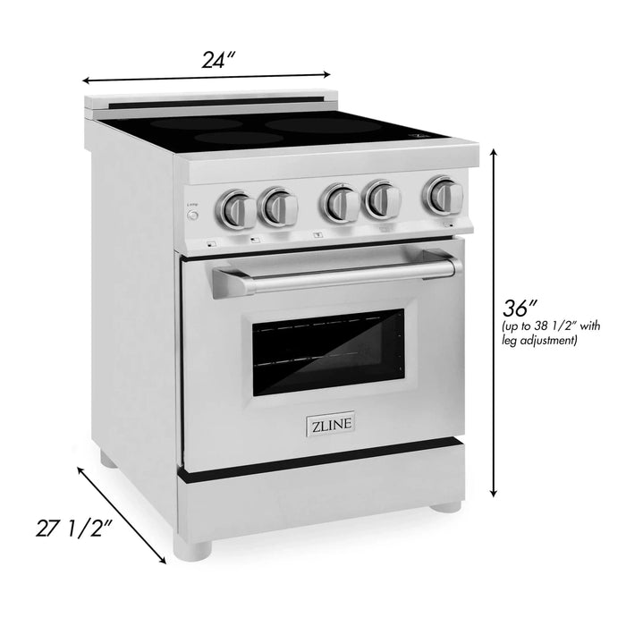 ZLINE 24" Induction Range with a 3 Element Stove and Electric Oven in Stainless Steel RAIND - 24 - Farmhouse Kitchen and Bath