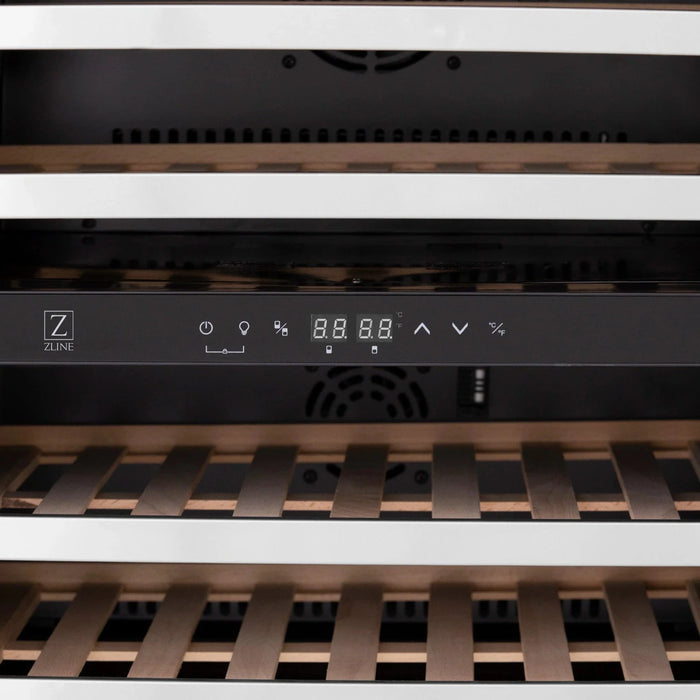 ZLINE 24" Monument Autograph Edition Dual Zone 44 - Bottle Wine Cooler in Stainless Steel with Champagne Bronze Accents RWVZ - UD - 24 - CB - Farmhouse Kitchen and Bath