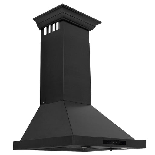 ZLINE 24" Wall Mount Range Hood In Black Stainless Steel With Crown Molding, BSKBNCRN - 24 - Farmhouse Kitchen and Bath