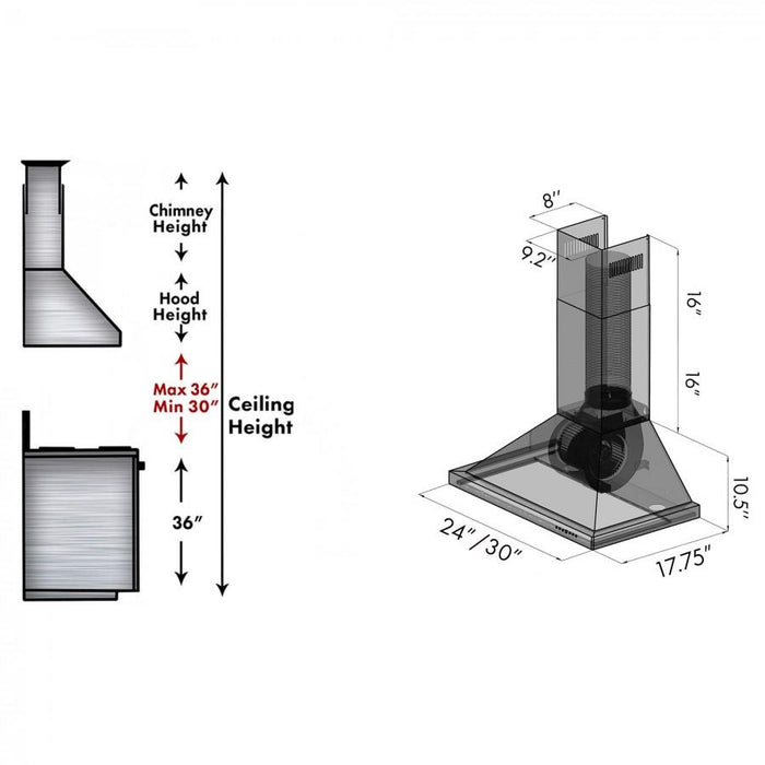 ZLINE 24" Wall Range Hood, Black Stainless Steel, BSKBN - 24 - Farmhouse Kitchen and Bath