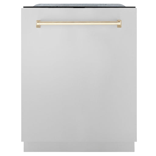 ZLINE 24"Autograph Dishwasher, Stainless, Accent Handle, DWMTZ - 304 - 24 - G - Farmhouse Kitchen and Bath