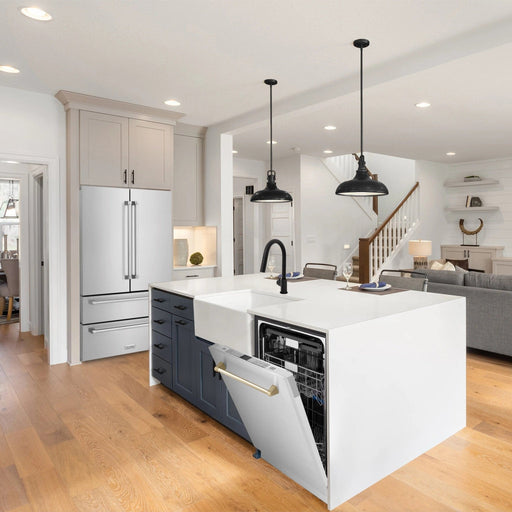 ZLINE 24"Autograph Dishwasher, Stainless, Accent Handle, DWMTZ - 304 - 24 - G - Farmhouse Kitchen and Bath