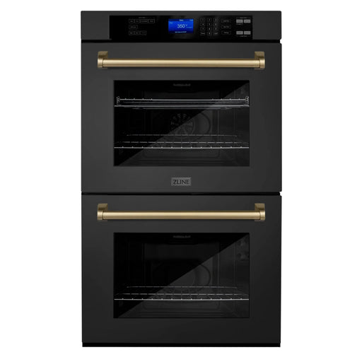 ZLINE 30" Autograph Double Wall Oven with Self Clean and True Convection in Black Stainless Steel Champagne Bronze AWDZ - 30 - BS - CB - Farmhouse Kitchen and Bath