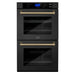 ZLINE 30" Autograph Double Wall Oven with Self Clean and True Convection in Black Stainless Steel Champagne Bronze AWDZ - 30 - BS - CB - Farmhouse Kitchen and Bath