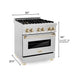 ZLINE 30" Autograph Dual Fuel Range, DuraSnow Stainless, Gold, RASZ - SN - 30 - G - Farmhouse Kitchen and Bath