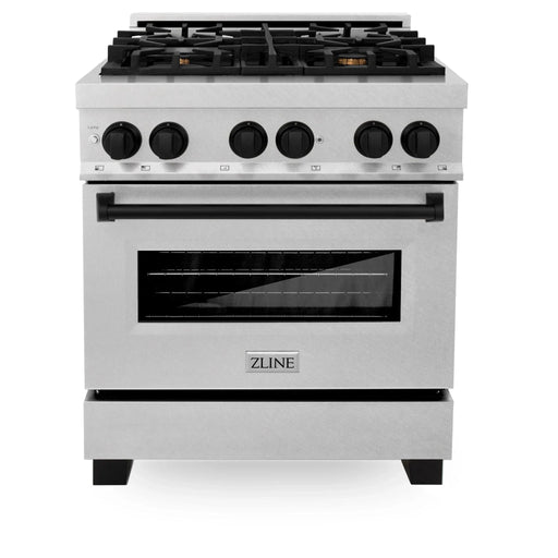 ZLINE 30" Autograph Dual Fuel Range, DuraSnow Stainless, RASZ - SN - 30 - MB - Farmhouse Kitchen and Bath