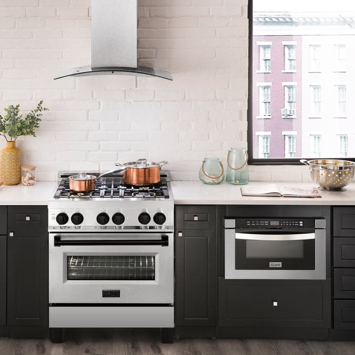 ZLINE 30" Autograph Dual Fuel Range, Stainless Steel, RAZ - 30 - MB - Farmhouse Kitchen and Bath