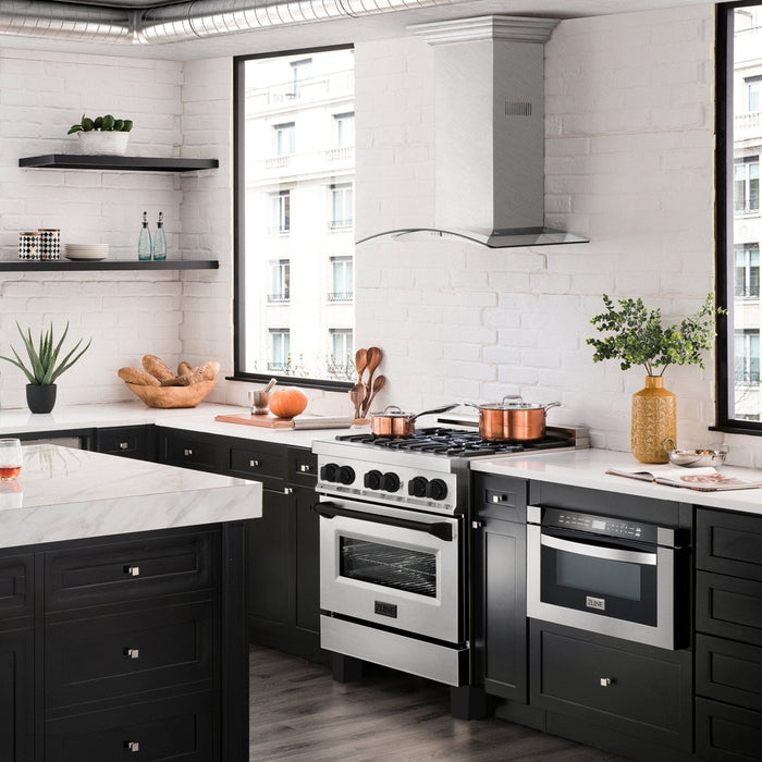 ZLINE 30" Autograph Dual Fuel Range, Stainless Steel, RAZ - 30 - MB - Farmhouse Kitchen and Bath