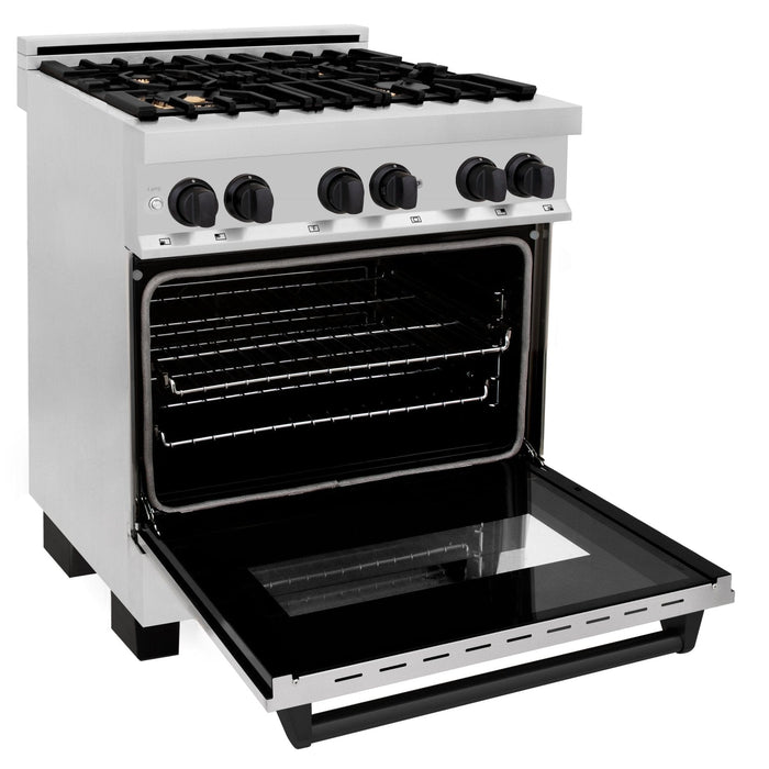 ZLINE 30" Autograph Dual Fuel Range, Stainless Steel, RAZ - 30 - MB - Farmhouse Kitchen and Bath