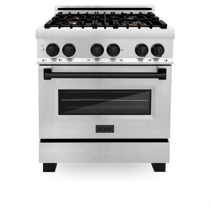 ZLINE 30" Autograph Dual Fuel Range, Stainless Steel, RAZ - 30 - MB - Farmhouse Kitchen and Bath