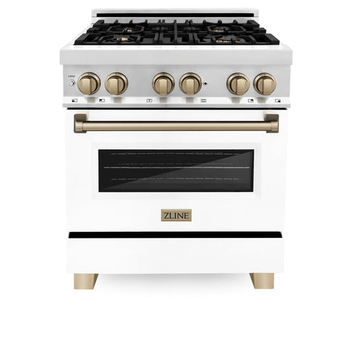 ZLINE 30" Autograph Dual Fuel Range, White Door, Bronze, RAZ - WM - 30 - CB - Farmhouse Kitchen and Bath