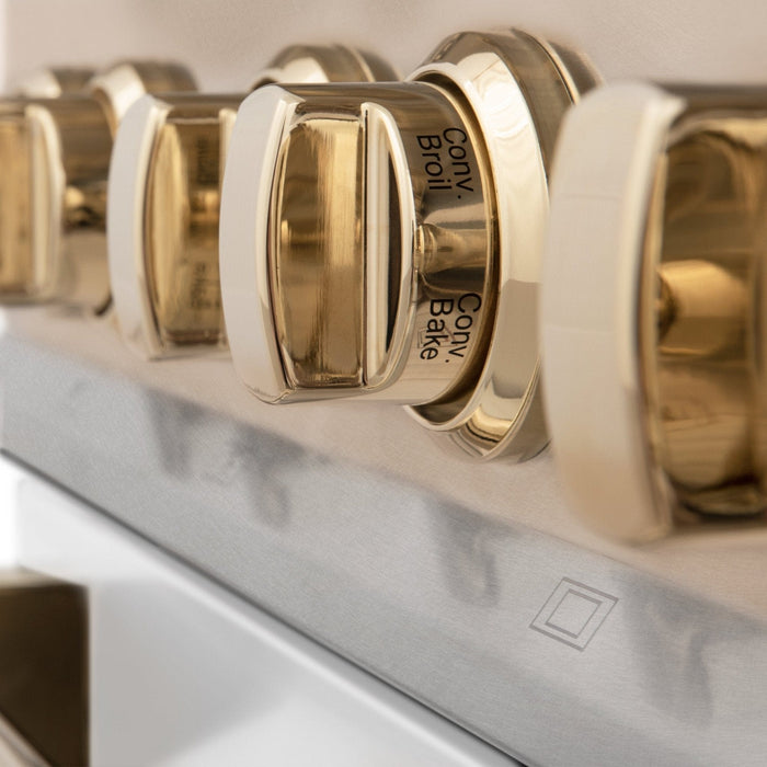 ZLINE 30" Autograph, Dual Fuel Range, White Door, Gold, RASZ - WM - 30 - G - Farmhouse Kitchen and Bath