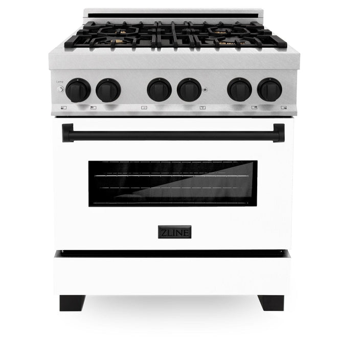 ZLINE 30" Autograph, Dual Fuel Range, White Door, RASZ - WM - 30 - MB - Farmhouse Kitchen and Bath