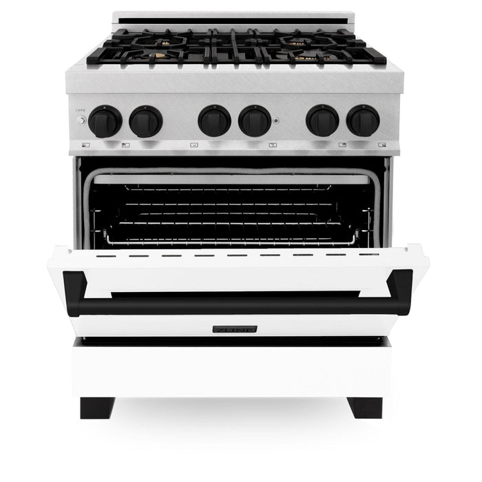ZLINE 30" Autograph, Dual Fuel Range, White Door, RASZ - WM - 30 - MB - Farmhouse Kitchen and Bath