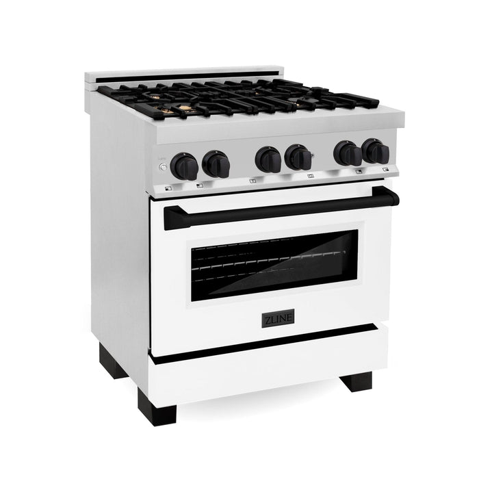 ZLINE 30" Autograph Dual Fuel Range, White Door, RAZ - WM - 30 - MB - Farmhouse Kitchen and Bath